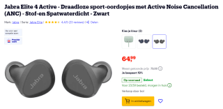 Jabra Elite 4 Active (Zwart) voor €64,99 bij Bol