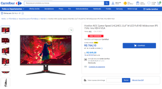 Monitor Gamer da AOC, modelo Speed 24G2HE5 - R$ 764,10