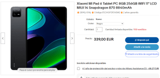 Tablet Xiaomi Mi Pad 6 de 8GG/256GB por 289€