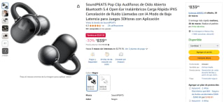 Audífonos SoundPEATS Pop Clip $596 | Descuento Amazon