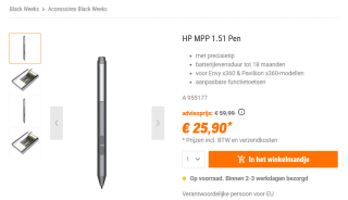 HP MPP 1.51 Pen Zwart voor €25,90 bij Nbb
