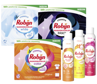 Probeer Robijn Wasmiddeldoekjes of Dry Wash Spray met 50% cashback via probeerrobijn