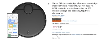 Xiaomi T12 Robotstofzuiger met dweilfunctie voor €94,92 bij Amazon
