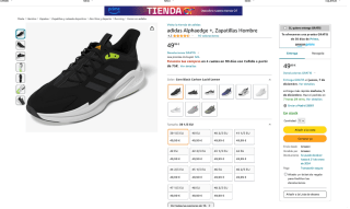 Zapatillas Adidas Alphaedge + Hombre por solo 49,99€