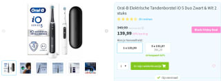 Oral-B Elektrische Tandenborstel iO 5 Duo Zwart & Wit 2 stuks voor €139,99 bij Plein