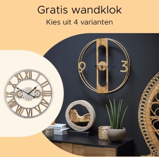 Gratis wandklok bij besteding vanaf €250 bij Beliani