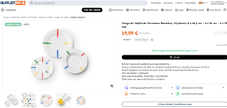 Set de 12 piezas de vajilla de porcelana Benetton por 19,99€