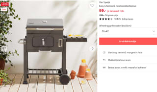 Van Speijk Easy Charcoal L houtskoolbarbecue voor €99 bij Wehkamp