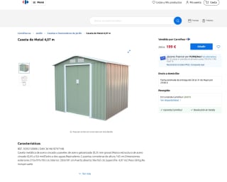 Caseta de Metal 4,07m por solo 199€ en Carrefour