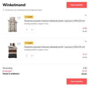 1+1 gratis op dekbedovertrekken bij Wehkamp