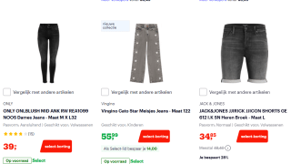 Tot 28% korting op diverse merk jeans zoals Vingino, Cars, JACK&JONES en meer bij Bol.com