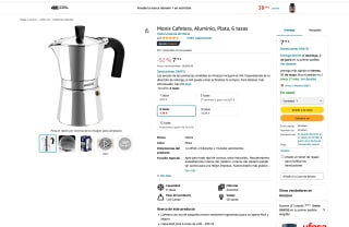Cafetera Monix Aluminio Plata 6 tazas por 7,79€