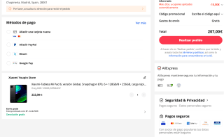 Xiaomi Mi Pad 6 8GB 256 por tan solo 207€