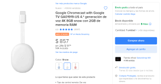 Descuento Mercado Libre: Chromecast 4ta Gen 4k por $857