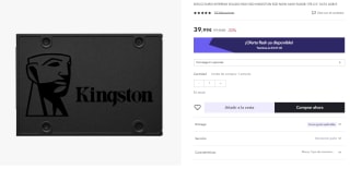 Disco Duro interno Kingston A400 SSD 960 GB SATA3 por 29.99€