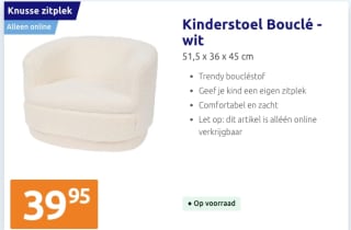 Kinderstoel Bouclé voor €39,95