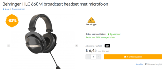 Behringer HLC 660M Hoofdtelefoon met Ingebouwde Microfoon voor €6,45 bij Bax-shop