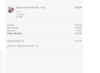 Segunda unidad por 1€ en Seleccionados desde intersport