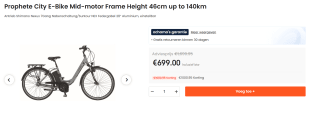 Prophete City E-Bike Mid-motor28 inch voor €699 bij Ochama