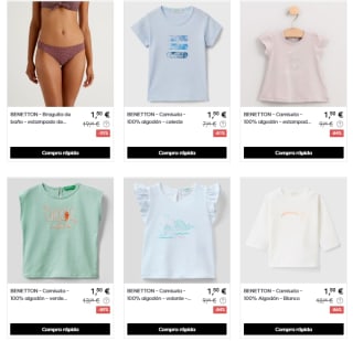 Hasta 90% descuento ropa Benetton ropa desde solo 0,99€