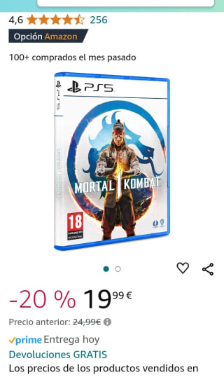 Mortal Kombat 1 PS5 por 19,99€.
