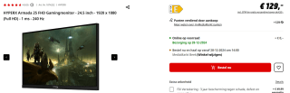 Kingston HyperX Armada 25 FHD Gaming Monitor voor €129 bij de Mediamarkt