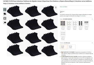 30 Pares de Calcetines tobilleros cortos Negros y Blancos Unisex por 21,99€