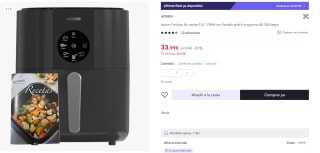 Azorex Freidora Sin Aceite 5,5L 1700W con Pantalla táctil 6 programas por 33,99€ (cuenta nueva por 21,99€)