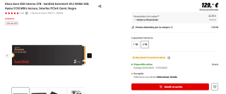 Disco duro SSD interno 2TB SanDisk Extreme M.2 NVMe SSD por 109,56€