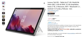 Lenovo Tab M9 Tablet de 9" HD, MediaTek Helio G80, 3 GB de RAM, 32 GB ampliables hasta 2 TB por 99€
