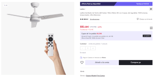 Ventilador de Techo LED Vacker 105cm Motor DC con 3 aspas, led regulable, 1500 lumenes, temporizador, Ultra Silencioso por 66.58€ (Cuenta Nueva 54.58€)