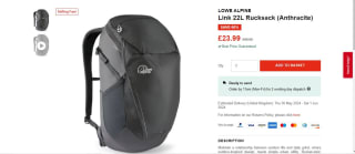 Lowe Alpine Link 22L Backpack Anthracite: £23.99
