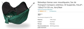 Hamac de camping avec moustiquaire à 30,63€