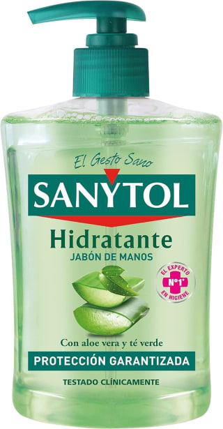 Jabón de manos hidratante Sanytol aloe vera y té verde 2 unidades 500 ml por 4,31€