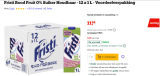 Fristi Drinkyoghurt Rood Fruit 0% Suiker 12 x 1 L voor €11,94 bij Bol
