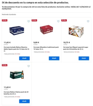 -5€ de Descuento directo por compra de 22€ en Carrefour.