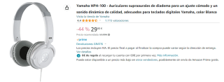 Auriculares supraaurales de diadema Yamaha HPH-100 por 29.9€