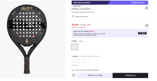 Pala de Padel Siux Black Carbon Revolution 24k por 94.99€ (Cuenta Nueva 82.99€)