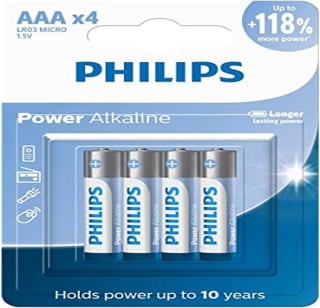 Pilha da Philips, modelo alcalina AAA com 4 unid - R$ 18