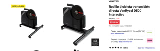 Rodillo bicicleta transmisión directa VanRysel D500 Interactivo por 379,99€