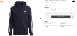Adidas Hoodie 3-Stripes Essentials voor €5 bij Hockeydirect