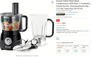 Russell Hobbs Food Processor Matte Black voor €45,56 bij Amazon