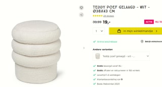 Teddy poef ø38x43 cm voor €19 bij Xenos