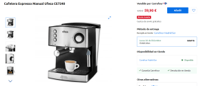 Cafetera Expresso Manual Ufesa CE7240 por 59,90€