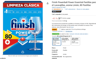 80 pastillas Finish Powerball para el Lavavajillas por 9,17€