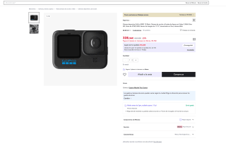 Cámara GoPro HERO12 Black Cámara de acción a Prueba de Agua Video 5.3K60 Ultra HD 27MP por 328,36€ (Nuevos usuarios por 316,36€)