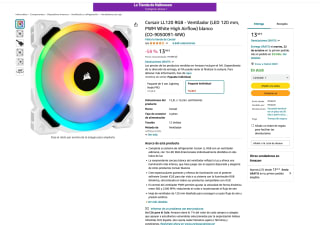 Ventilador Corsair LL120 RGB LED 120 mm PWM White High Airflow por solo 13,48€