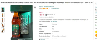 Arehucas Ron Arehucas 7 Años + Vaso de Cristal por 16€
