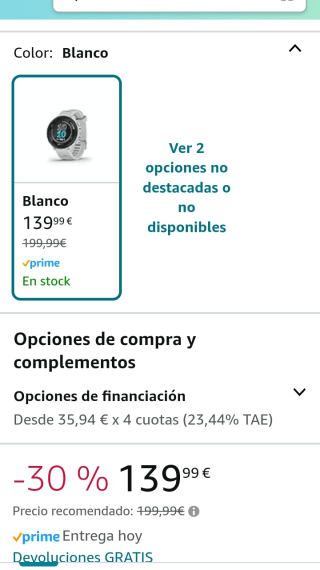 Garmin Forerunner 55 por 139,99€.