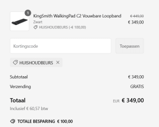 €100 korting op alle loopbanden en fitnessapparaten bij Walkingpad